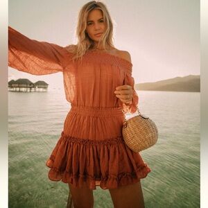 Misa Los Angeles Darla Off-Shoulder Boho  mini Dress